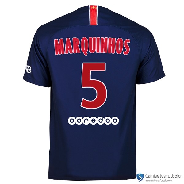 Camiseta Paris Saint Germain Primera equipo Marquinhos 2018-19 Azul